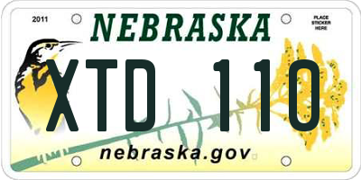NE license plate XTD110