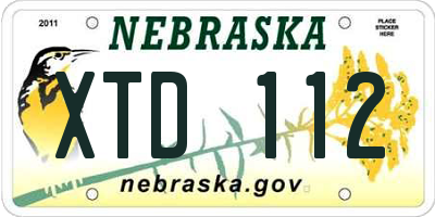NE license plate XTD112