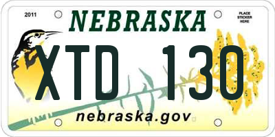 NE license plate XTD130