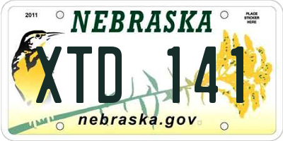 NE license plate XTD141