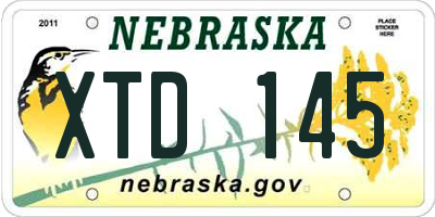 NE license plate XTD145