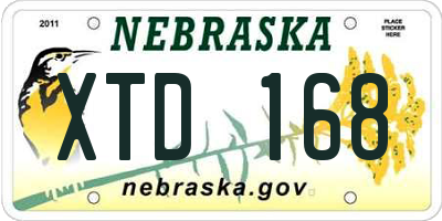 NE license plate XTD168
