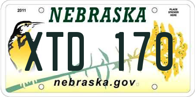 NE license plate XTD170