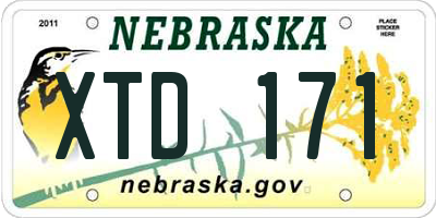NE license plate XTD171