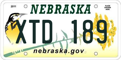 NE license plate XTD189