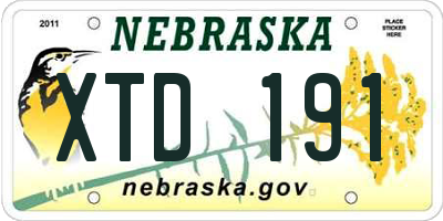 NE license plate XTD191