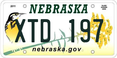 NE license plate XTD197