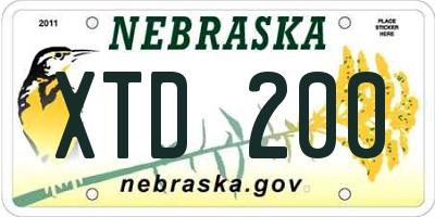 NE license plate XTD200