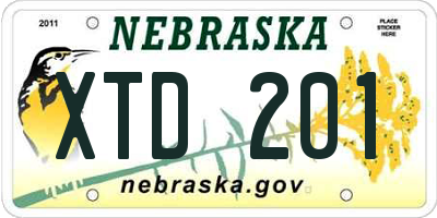 NE license plate XTD201