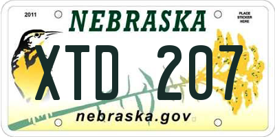 NE license plate XTD207