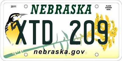 NE license plate XTD209