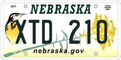 NE license plate XTD210