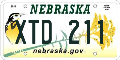 NE license plate XTD211