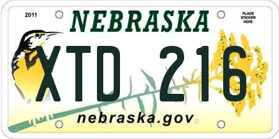 NE license plate XTD216
