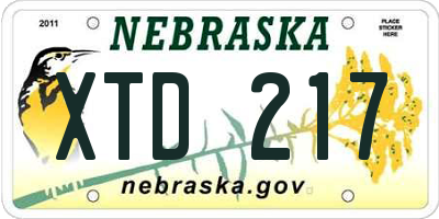 NE license plate XTD217