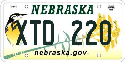 NE license plate XTD220