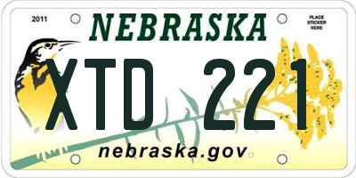 NE license plate XTD221