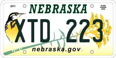 NE license plate XTD223