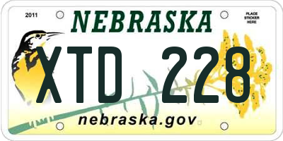 NE license plate XTD228