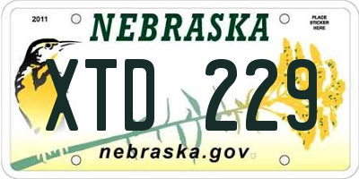 NE license plate XTD229