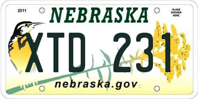 NE license plate XTD231