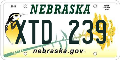 NE license plate XTD239