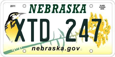 NE license plate XTD247