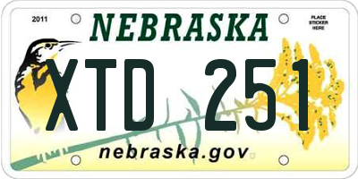 NE license plate XTD251