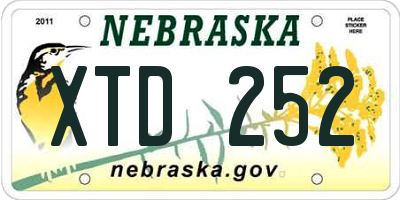NE license plate XTD252