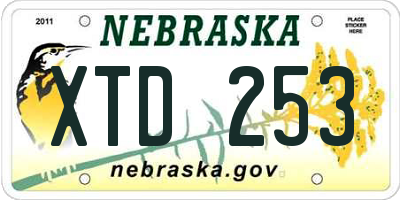 NE license plate XTD253