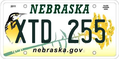 NE license plate XTD255