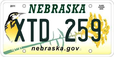 NE license plate XTD259