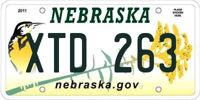 NE license plate XTD263