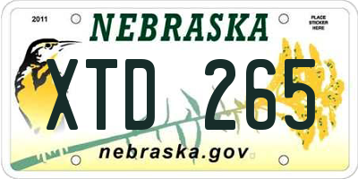 NE license plate XTD265
