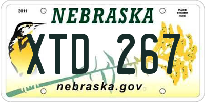 NE license plate XTD267