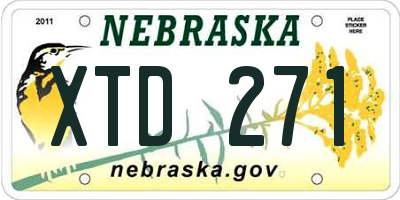 NE license plate XTD271