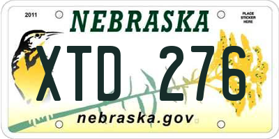 NE license plate XTD276
