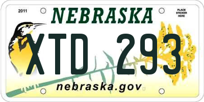 NE license plate XTD293