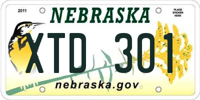 NE license plate XTD301