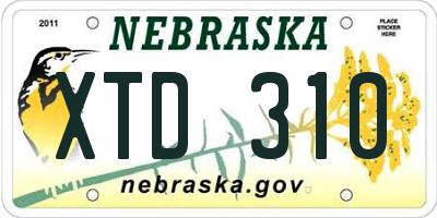 NE license plate XTD310