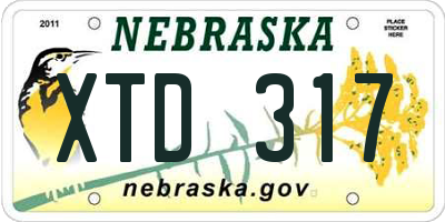 NE license plate XTD317