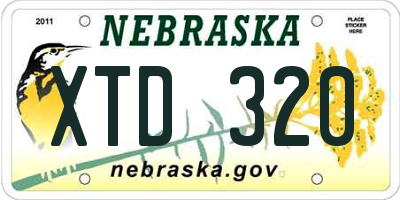 NE license plate XTD320