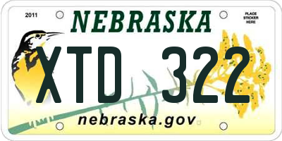 NE license plate XTD322