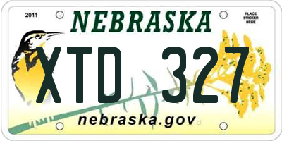 NE license plate XTD327