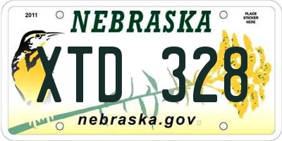 NE license plate XTD328