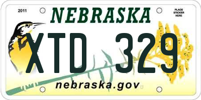 NE license plate XTD329