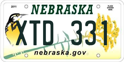 NE license plate XTD331