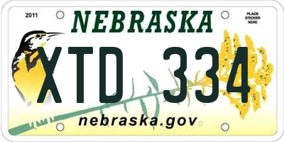 NE license plate XTD334
