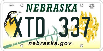 NE license plate XTD337