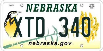 NE license plate XTD340
